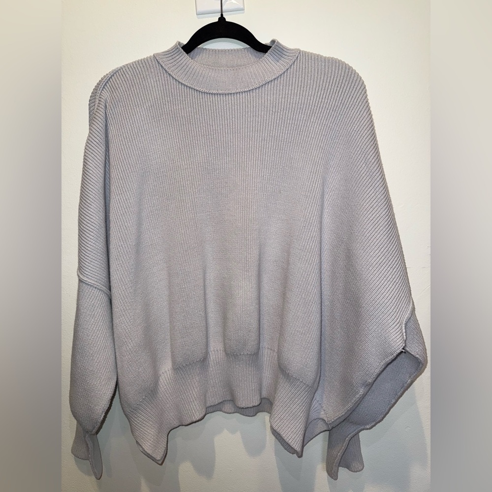 Free People Light Gray Poncho Sweater